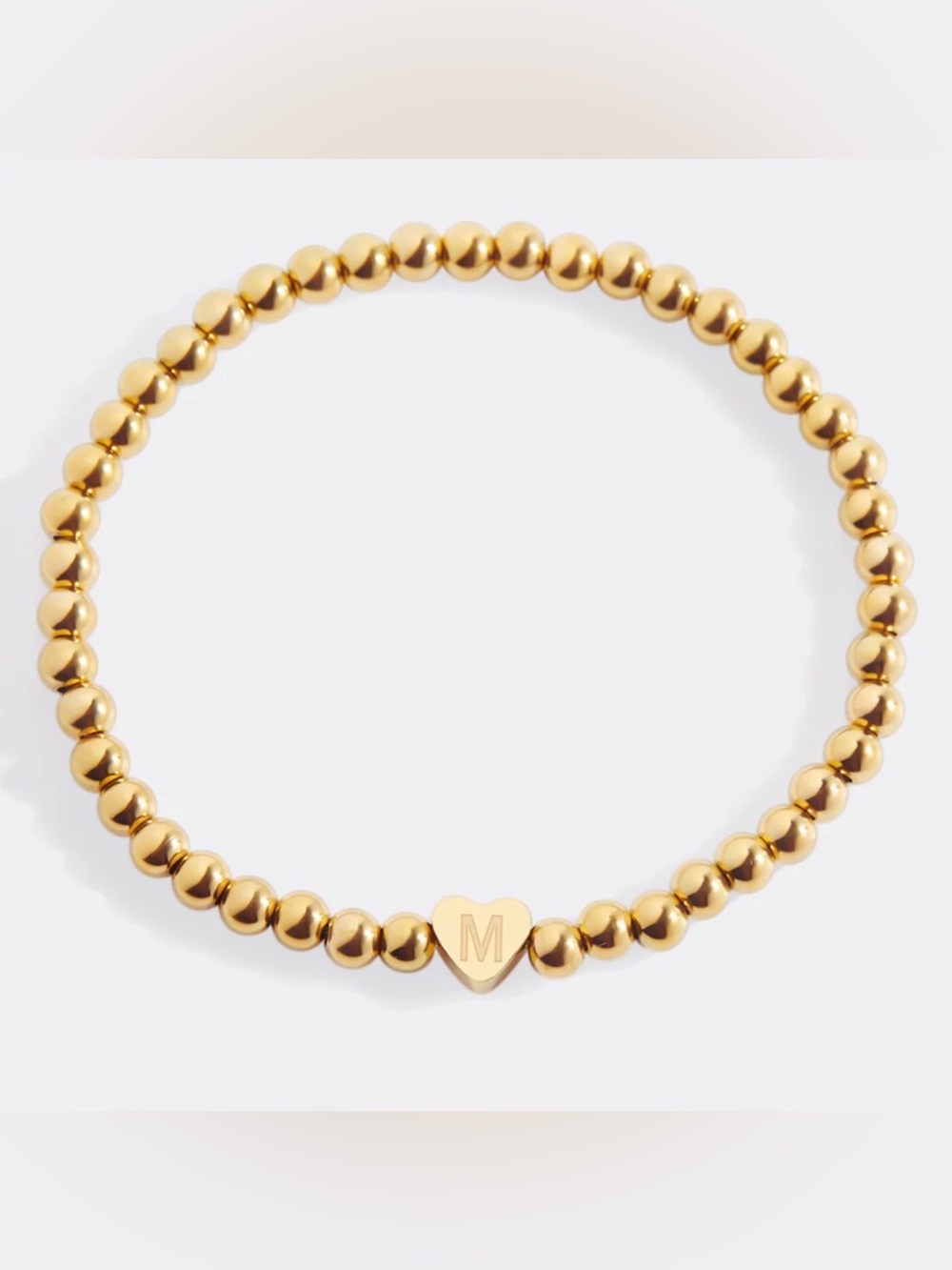 Mint&Lily Gold Beaded Initial Heart Bracelet - M